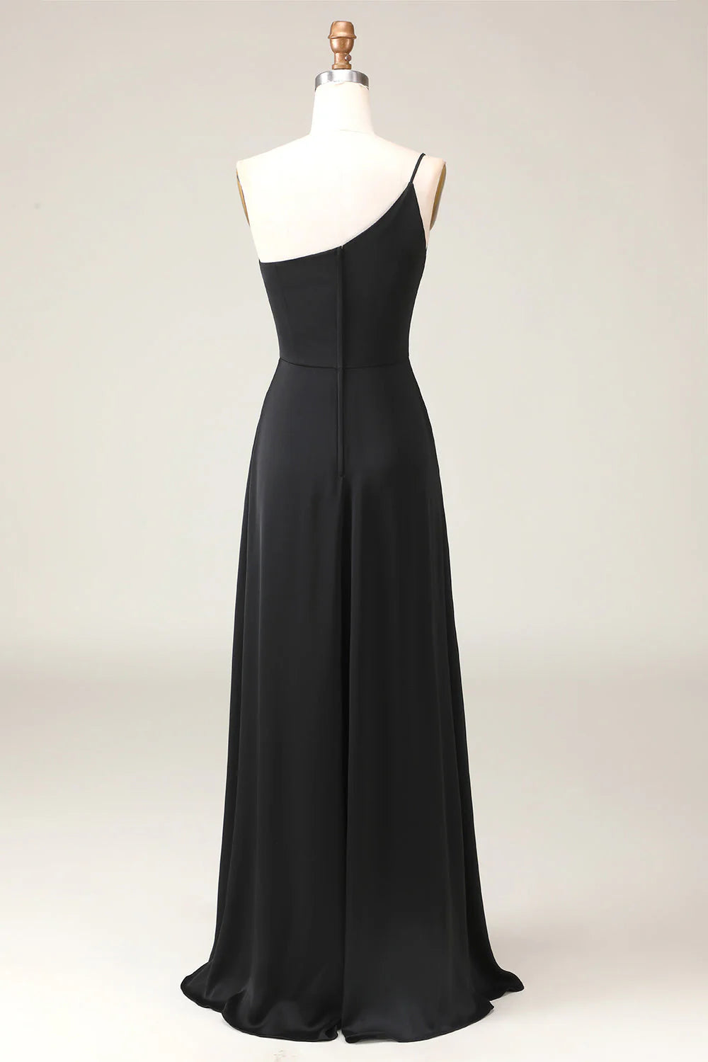 A-Line One Shoulder Floor Length Chiffon Bridesmaid Dress