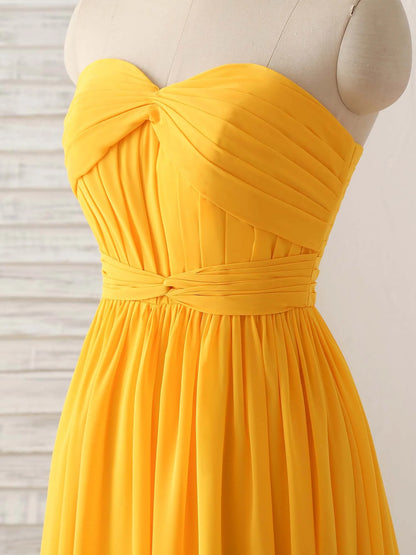 Chiffon Yellow Long Prom Dress Simple Bridesmaid Dress