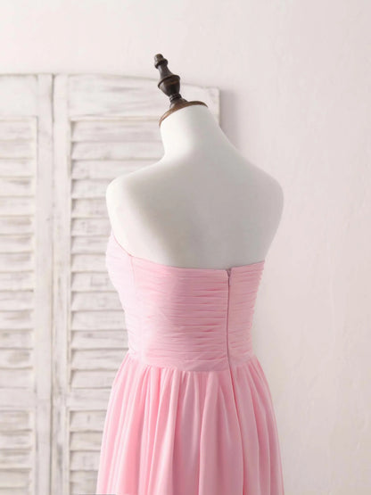 Sweetheart Neck Chiffon High Low Prom Dress Bridesmaid Dress