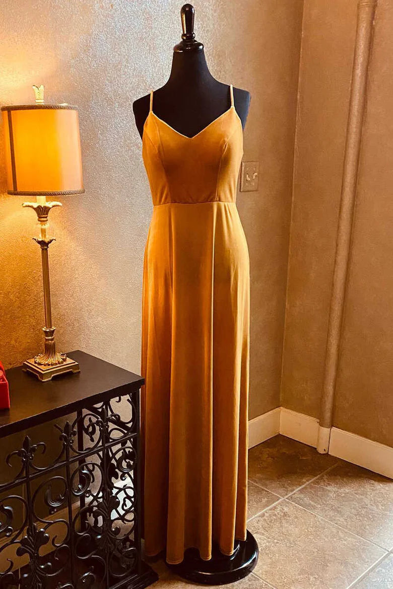 Velvet Backless Long Bridesmaid Dress