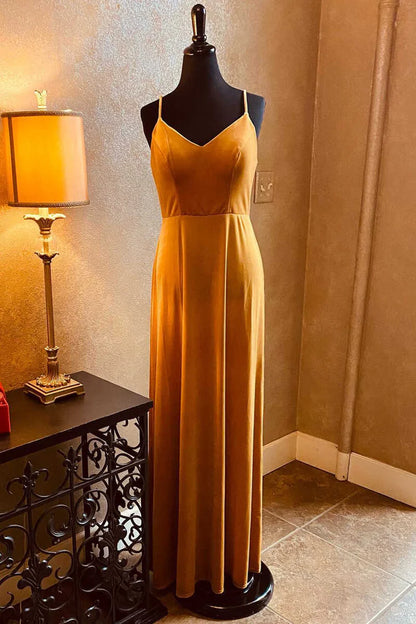 Velvet Backless Long Bridesmaid Dress