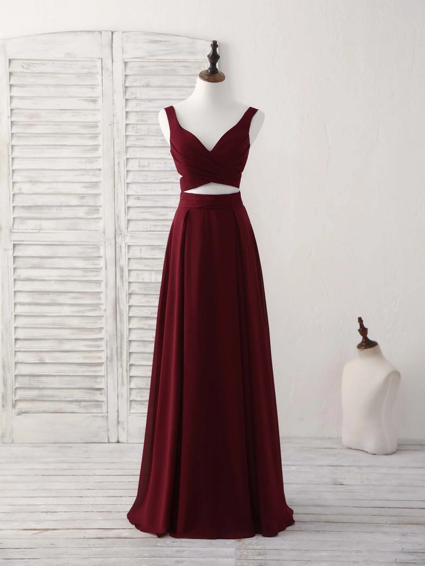 Two Pieces Chiffon Long Prom Dress Evening Dress