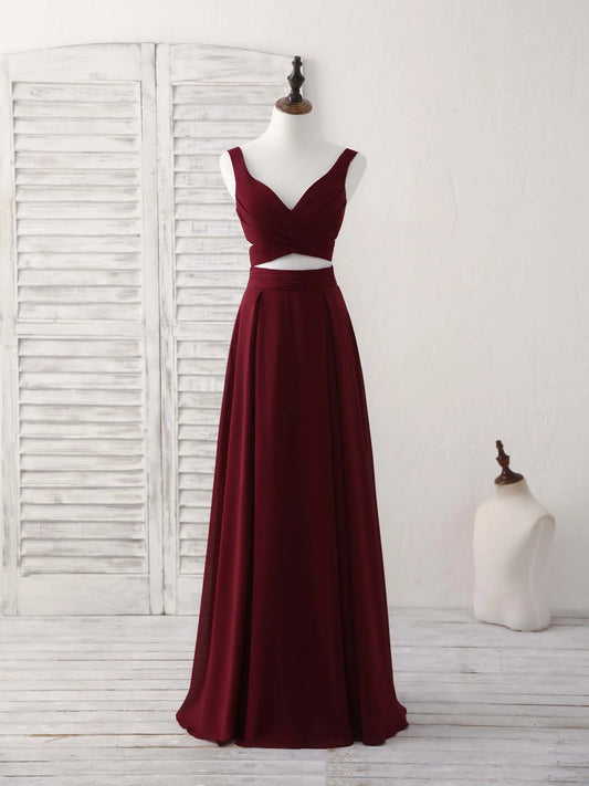 Two Pieces Chiffon Long Prom Dress Evening Dress