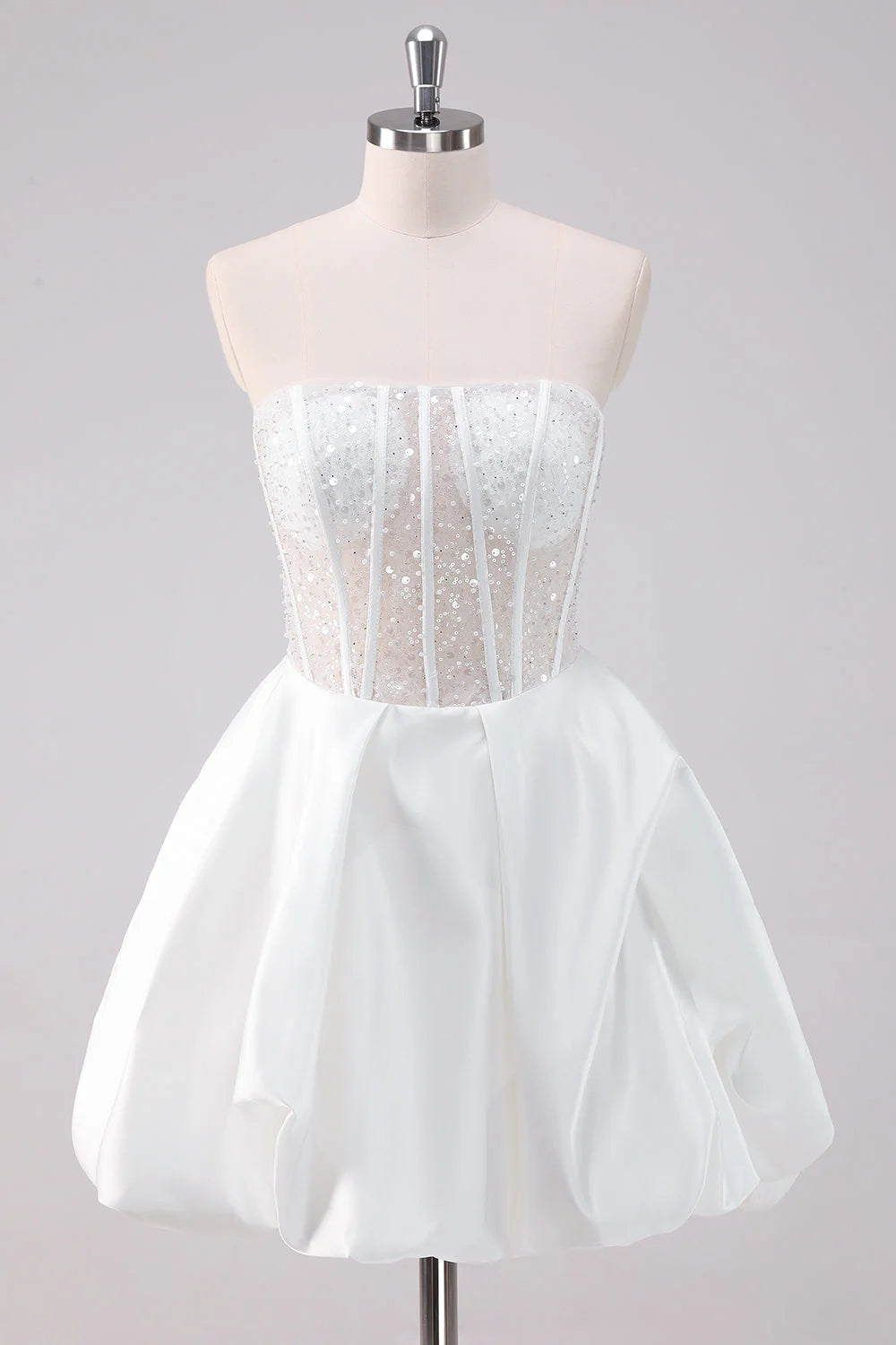 White A Line Strapless Corset Short Homecoming Dress