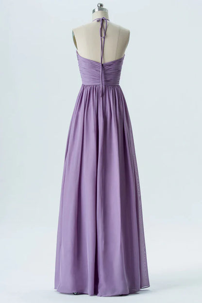 Chiffon Sweetheart Halter Bridesmaid Dress