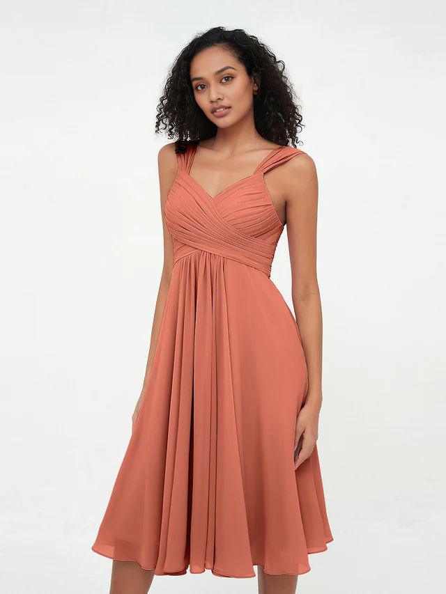 OKBBN Chiffon Sleeveless Skirt Bridesmaid Dress