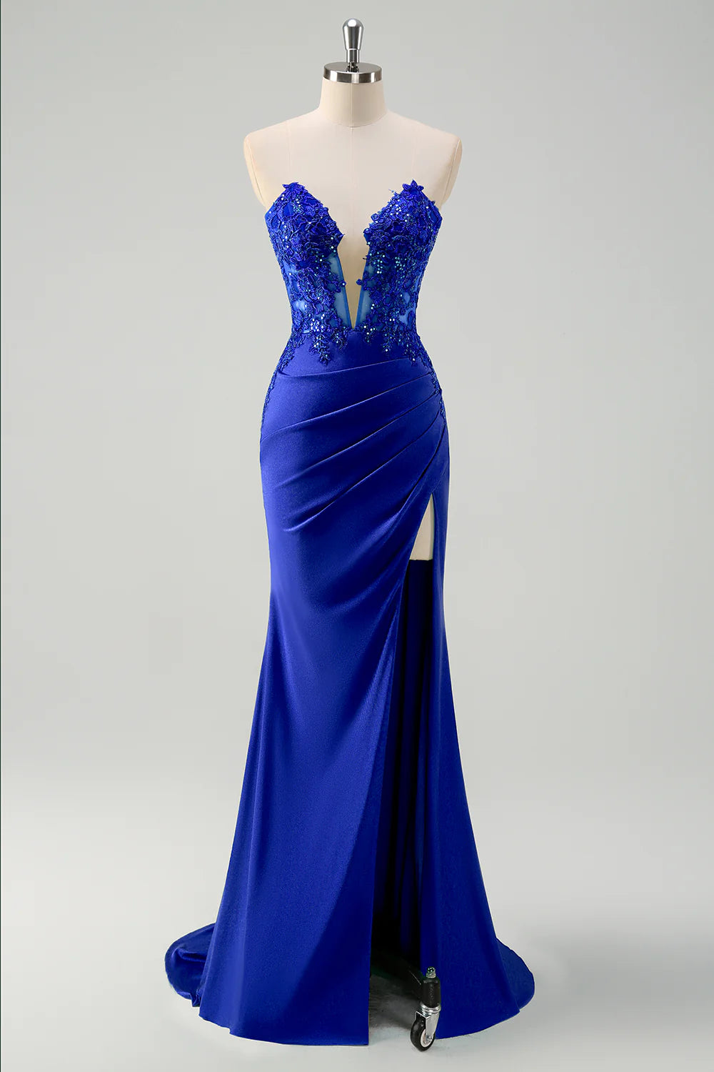 OKBBN mermaid tight corset pleated long slit dance dress