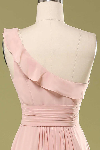 Chiffon One-Shoulder Ruffled Bridesmaid Dress