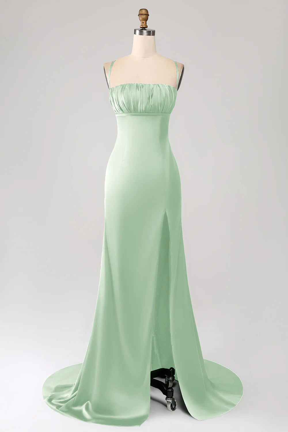 OKBBN Elegant Mermaid Strap Satin Ball Dress