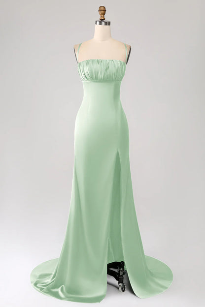 OKBBN Elegant Mermaid Strap Satin Ball Dress