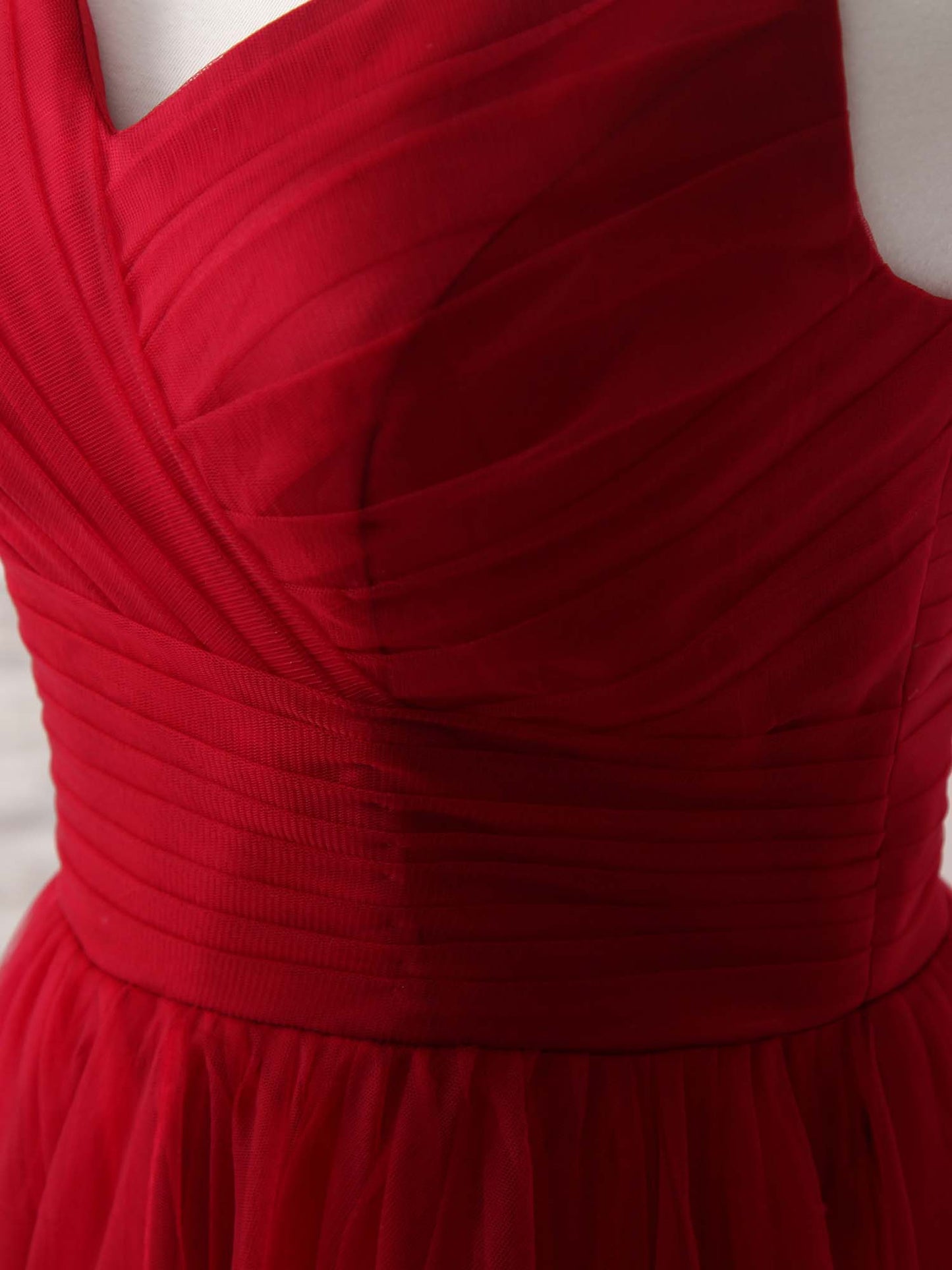 Sweetheart Neck Tulle High Low Prom Dress Burgundy Formal Dress
