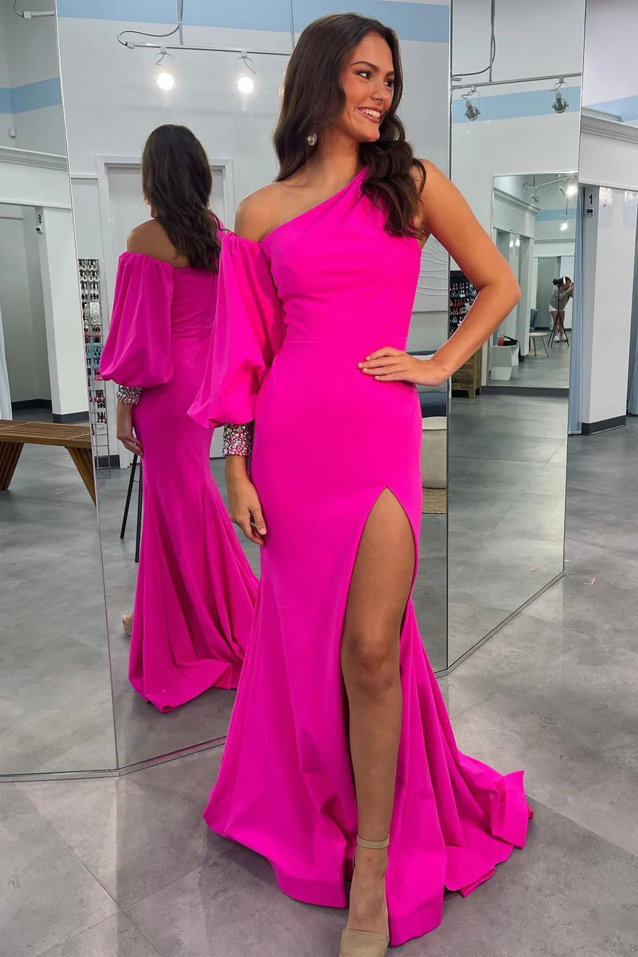Cobalt Blue Mermaid Long Formal Dress with Slit