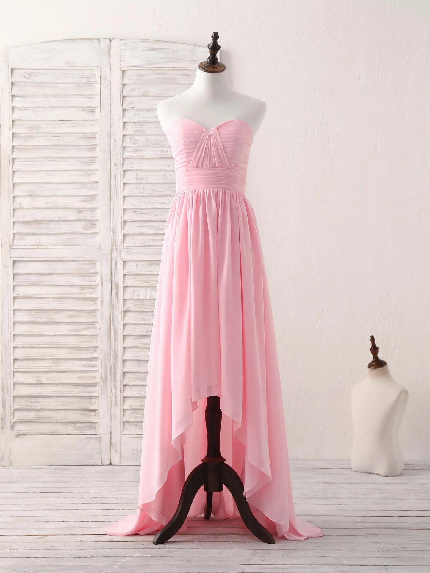 Sweetheart Neck Chiffon High Low Prom Dress Bridesmaid Dress