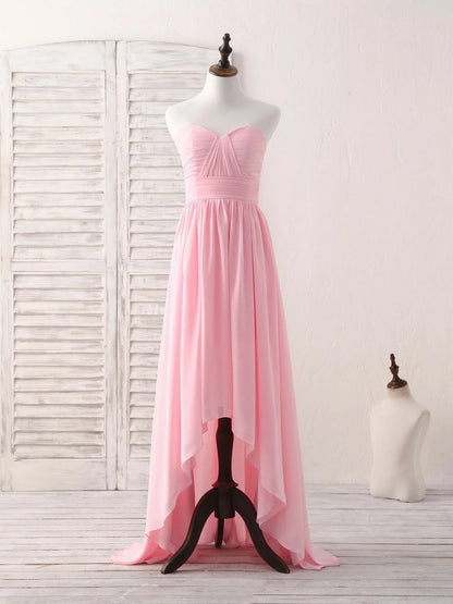 Sweetheart Neck Chiffon High Low Prom Dress Bridesmaid Dress