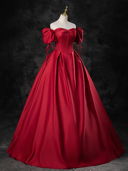 A-Line Sweetheart Neck Burgundy Long Evening Dress Burgundy Formal Dress