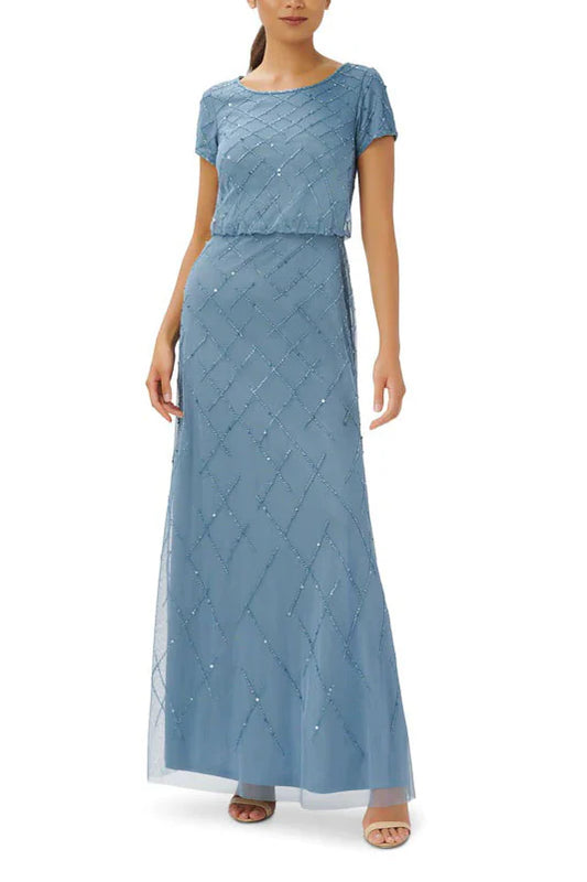 Boat Neck Back Zipper Short Sleeves Beaded Gown Mother of the Bride Dresses ﻿