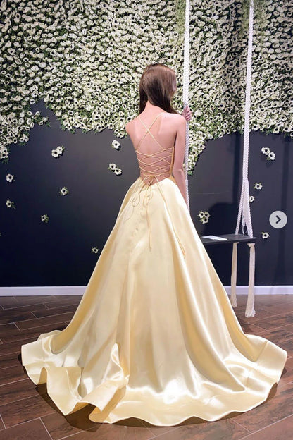 Simple Yellow Sweetheart Prom Dress Yellow Formal Evening Dresses