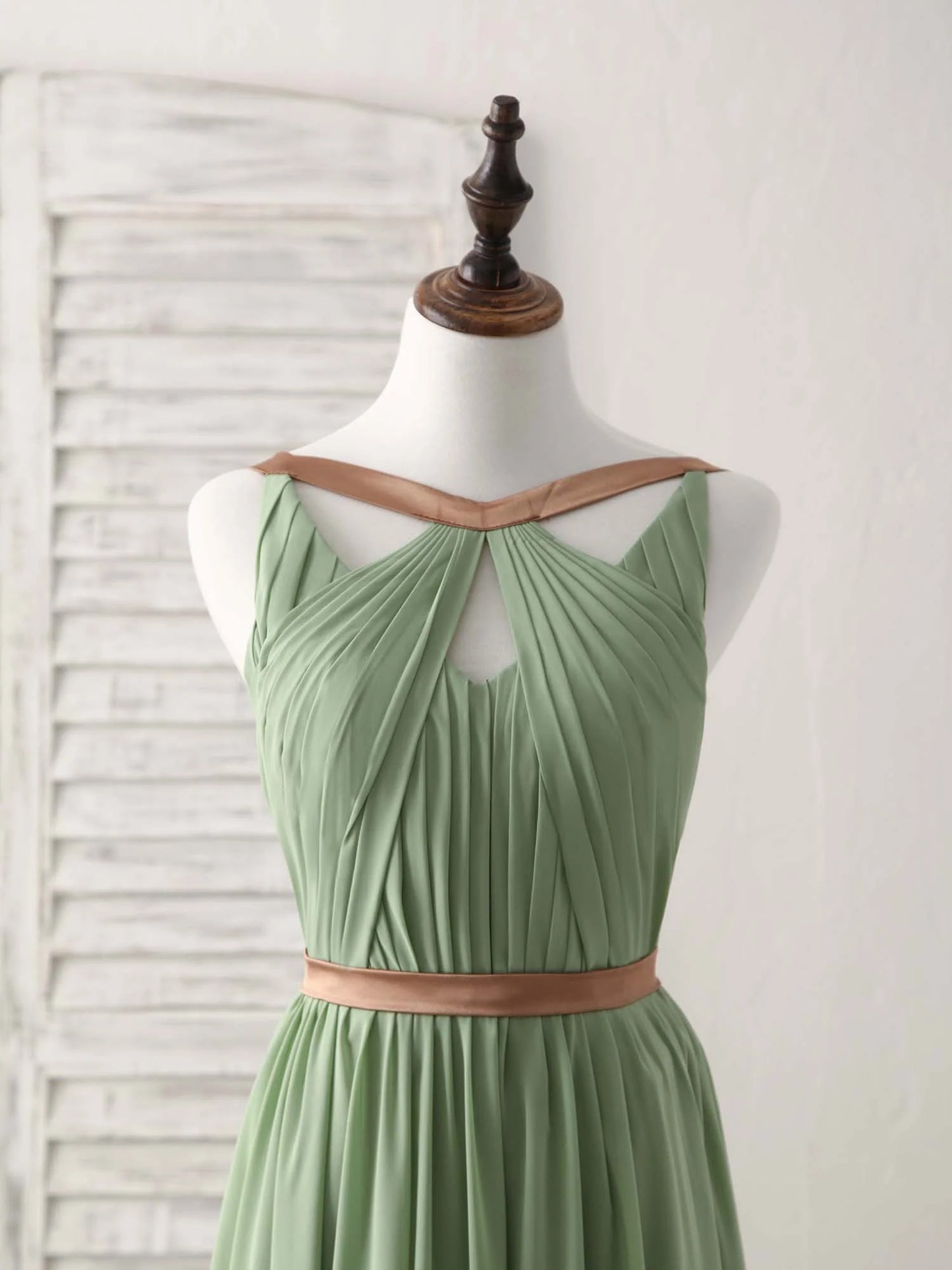 Green Chiffon Long Prom Dress Green Bridesmaid Dress