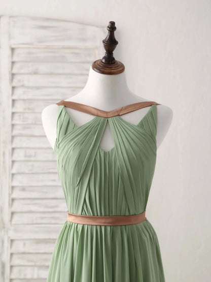 Green Chiffon Long Prom Dress Green Bridesmaid Dress