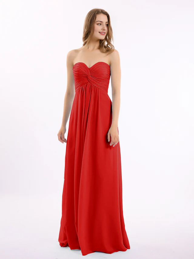 OKBBN off shoulder sleeveless chiffon bridesmaid dress