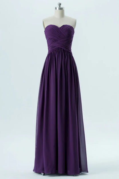 Chiffon Sweetheart Strapless Bridesmaid Dress