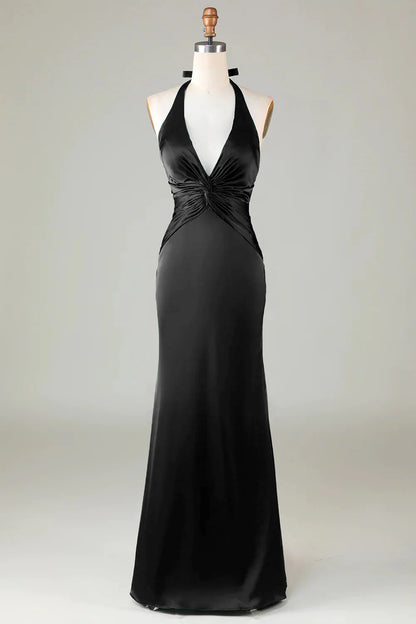 OKBBN Elegant Mermaid Strap Satin Long Evening Dress