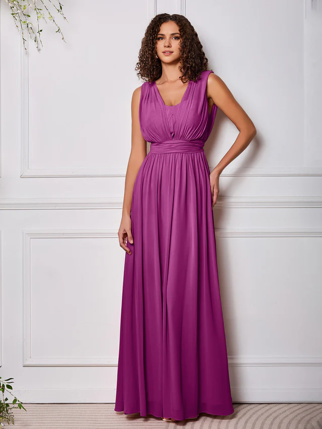 OKBBN elegant chiffon sleeveless backless bridesmaid dress