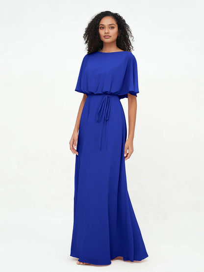 OKBBN Chiffon Long Sleeve Bridesmaid Dress