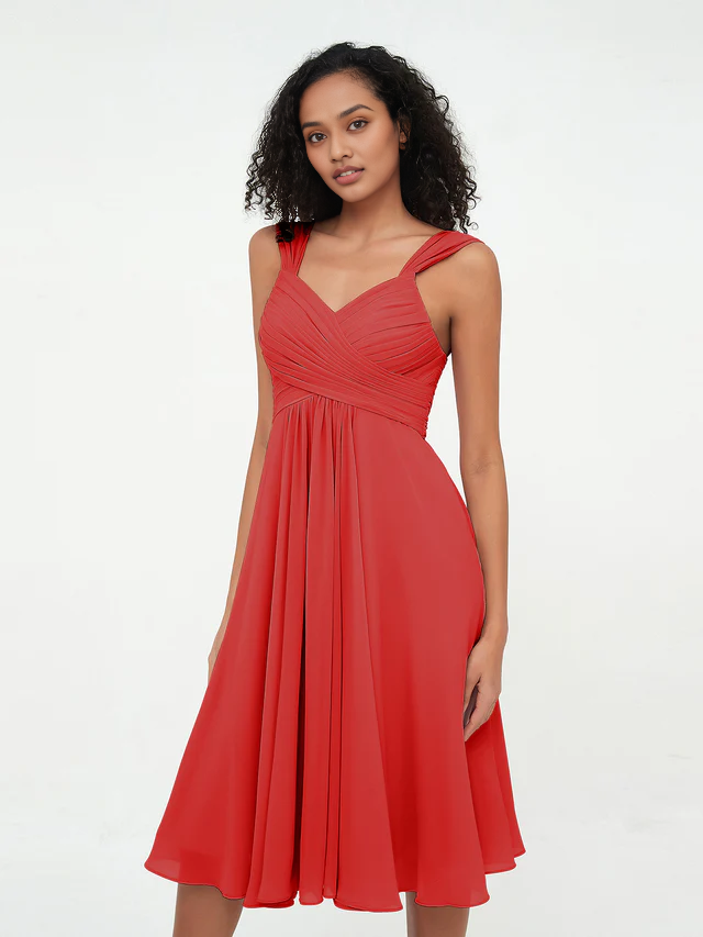 OKBBN Chiffon Sleeveless Skirt Bridesmaid Dress