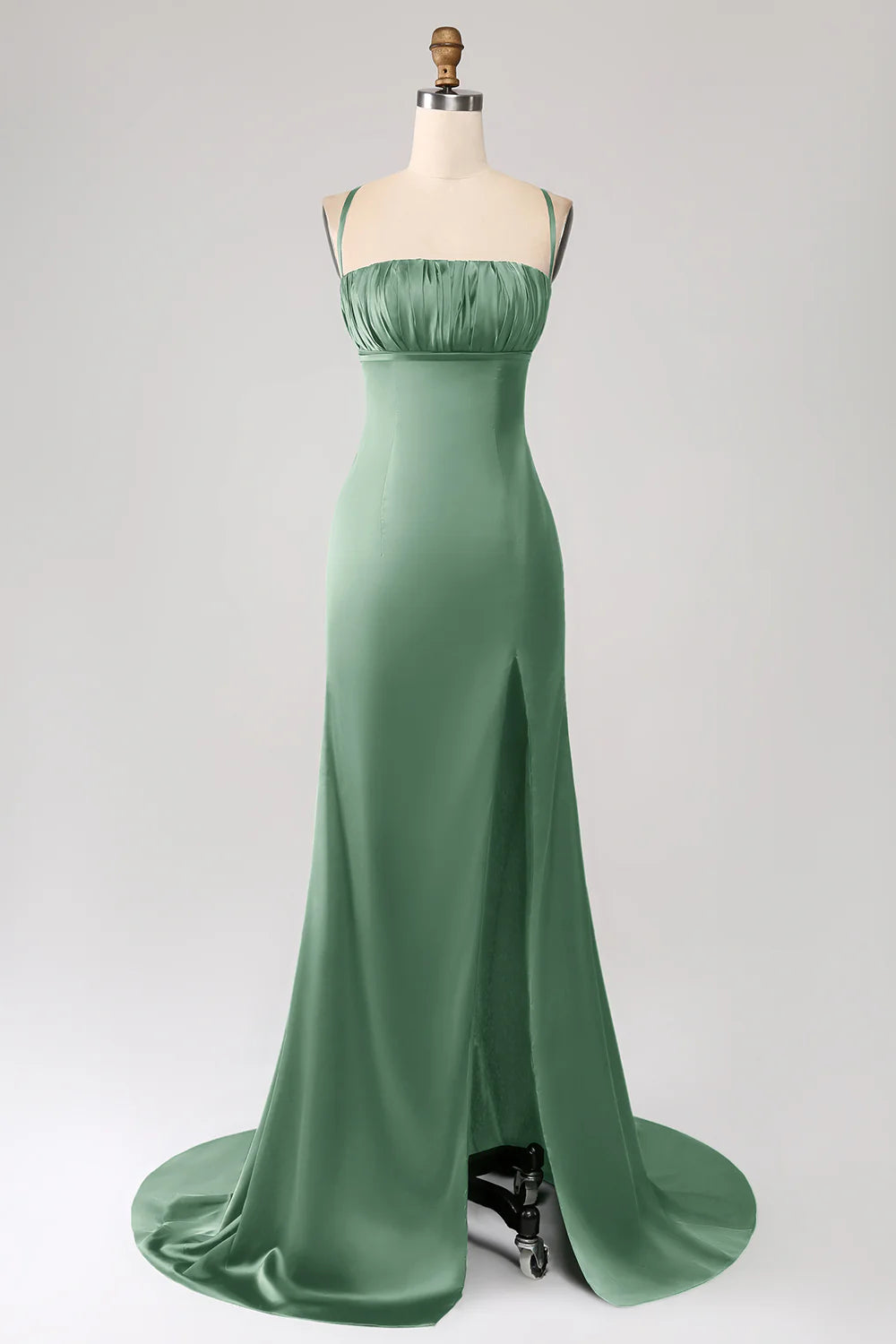 OKBBN Elegant Mermaid Strap Satin Ball Dress