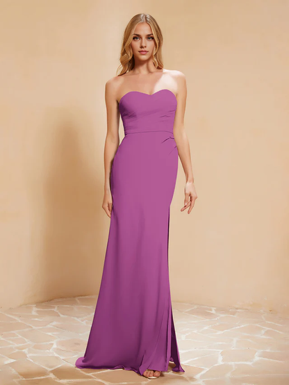 OKBBN Sweetheart Slimming Chiffon Split Bridesmaid Dress