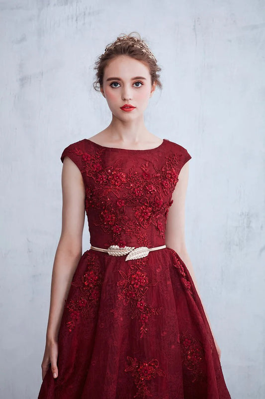 A-shaped buttocks wrapped lace ball dress with sticker and ruffle edges