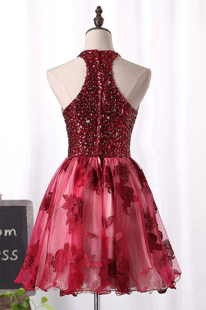 A-line elegant dress with beaded and trimmed strapless chiffon