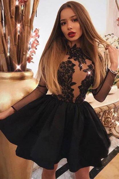 Jewelry Long sleeved Black Over Knee Back to School Party Dress