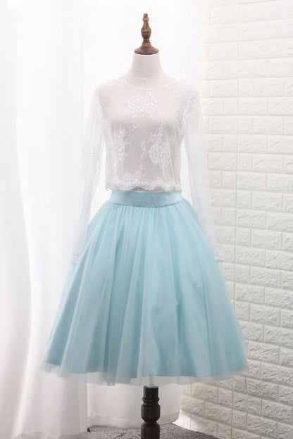 Elegant and noble A-line long sleeved sheer two-piece strapless dress