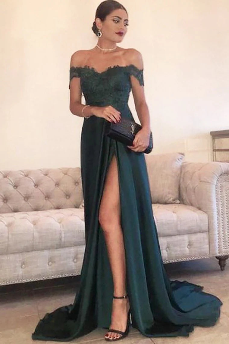 Sexy one shoulder ball dress with elastic satin embellishments set and split