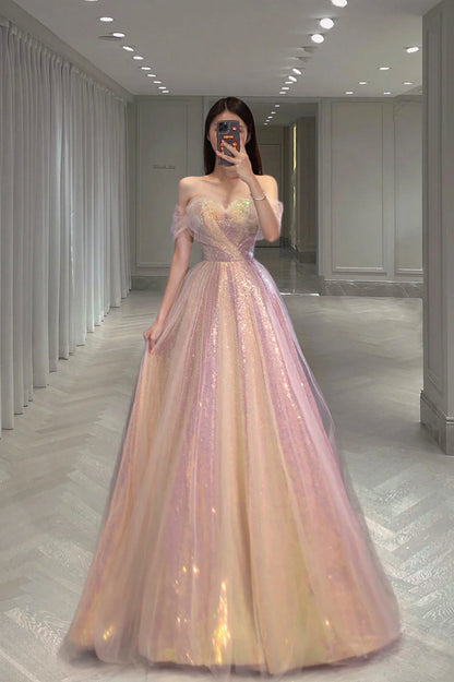 Elegant One Shoulder Premium Colored Champagne Sequins Ball Party Formal Party Dress