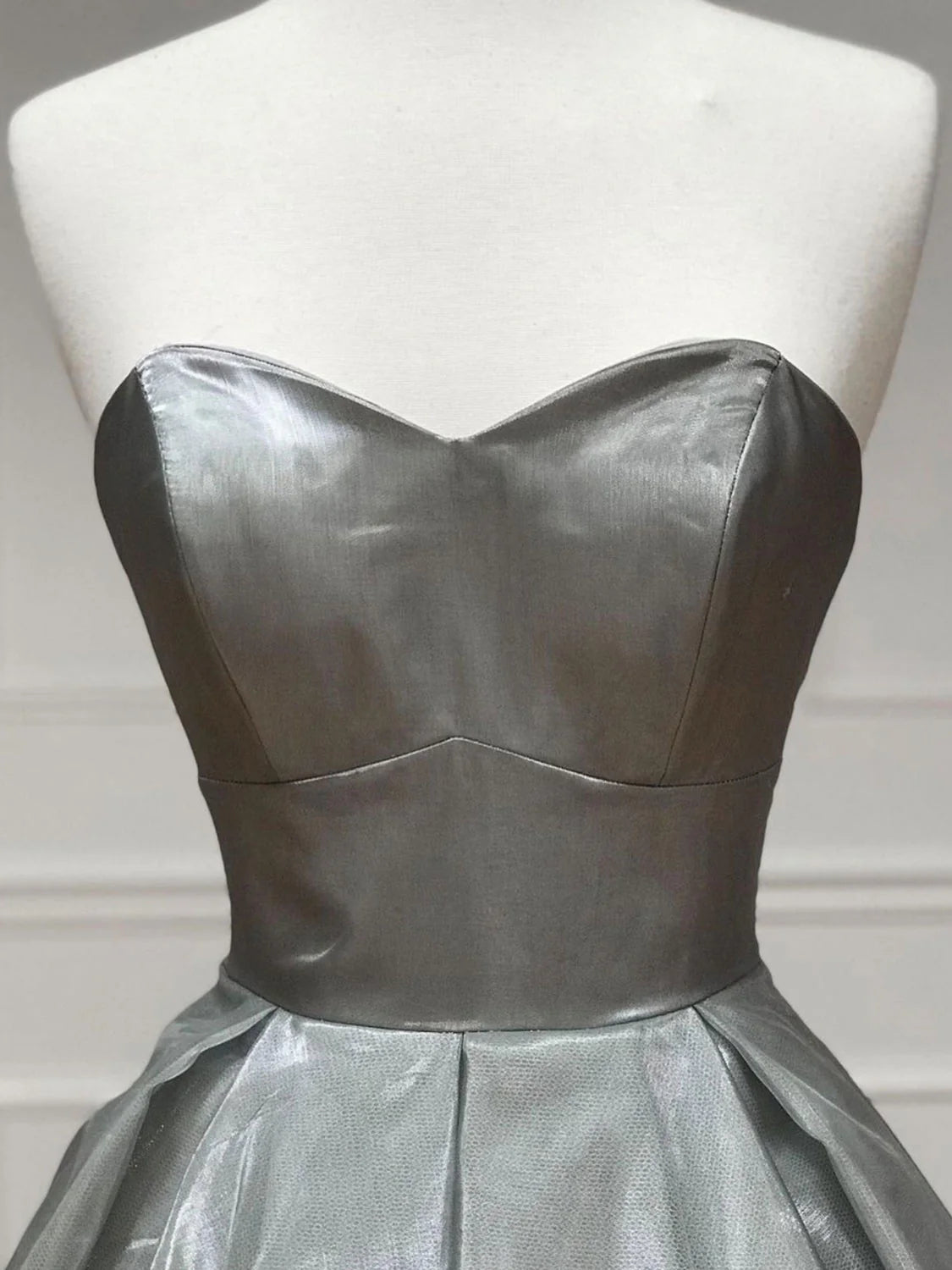 Simple sweetheart neck satin gray long evening dress gray formal party dress