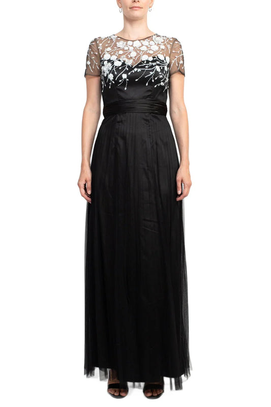 Collections Crew Neck Short Sleeve Embellished Mesh Mother of the Bride Dresses