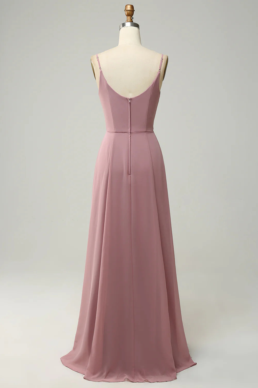 Elegant and Sweet Italian Noodle Strap Sleeveless Long Bridesmaid Dress