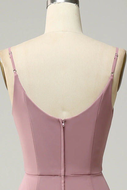 Elegant and Sweet Italian Noodle Strap Sleeveless Long Bridesmaid Dress