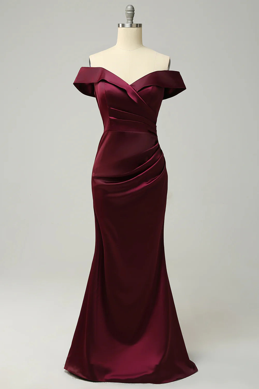 Sexy and elegant off the shoulder long slim fitting bridesmaid dress