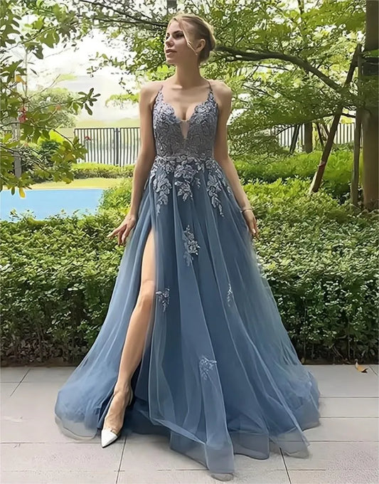 A-line Elegant, Beautiful, Sexy Split Long Ball Dress