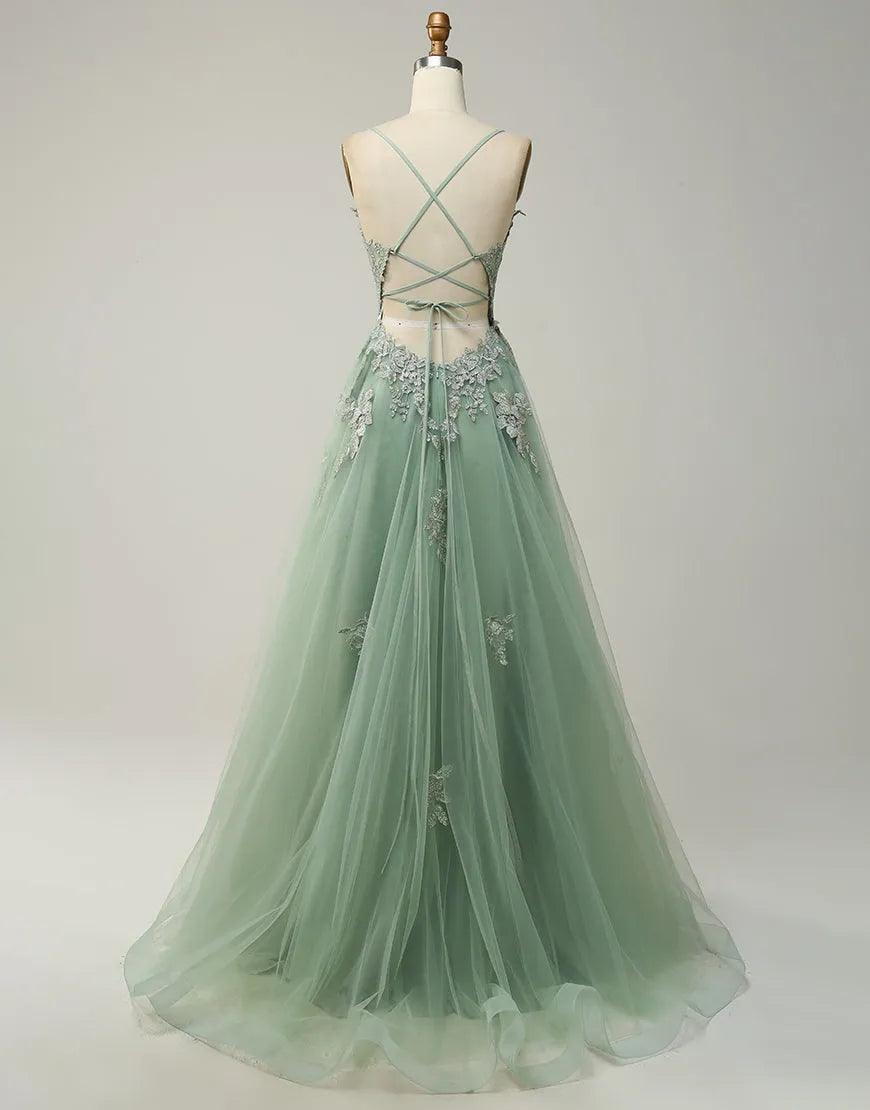 A-line Elegant, Beautiful, Sexy Split Long Ball Dress