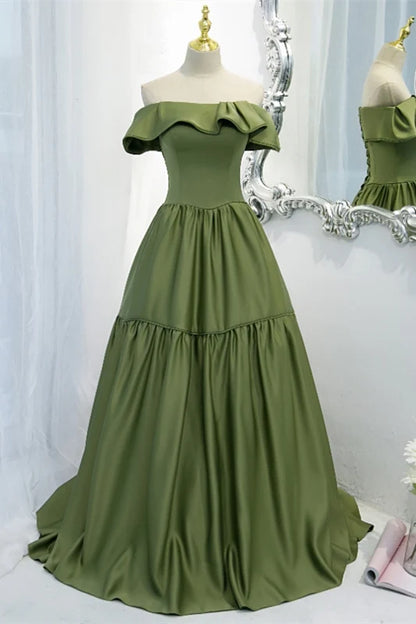 Strapless Avocado Green A-line Long Formal Evening Gown