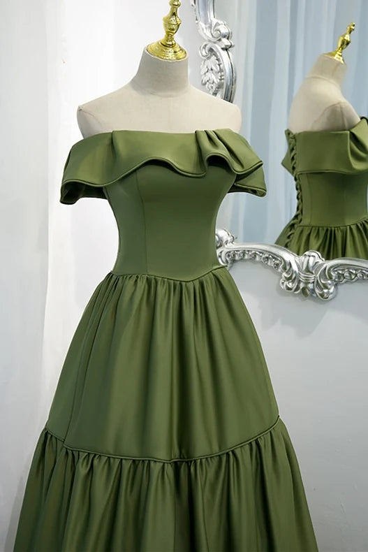 Strapless Avocado Green A-line Long Formal Evening Gown