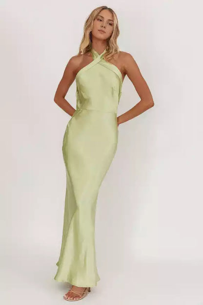 Absolutely stunning cross neck top with adjustable backless shoulder straps and side zippers Bridesmaid Dresses