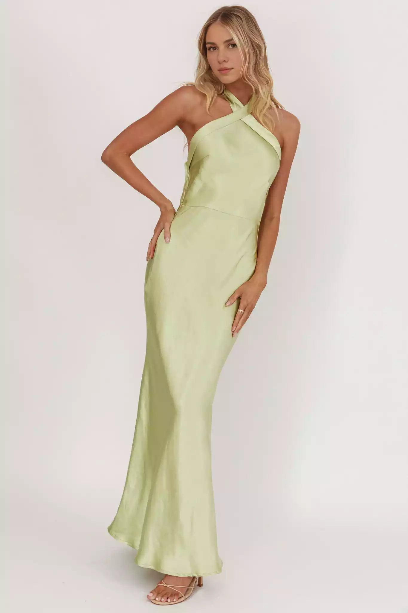 Absolutely stunning cross neck top with adjustable backless shoulder straps and side zippers Bridesmaid Dresses