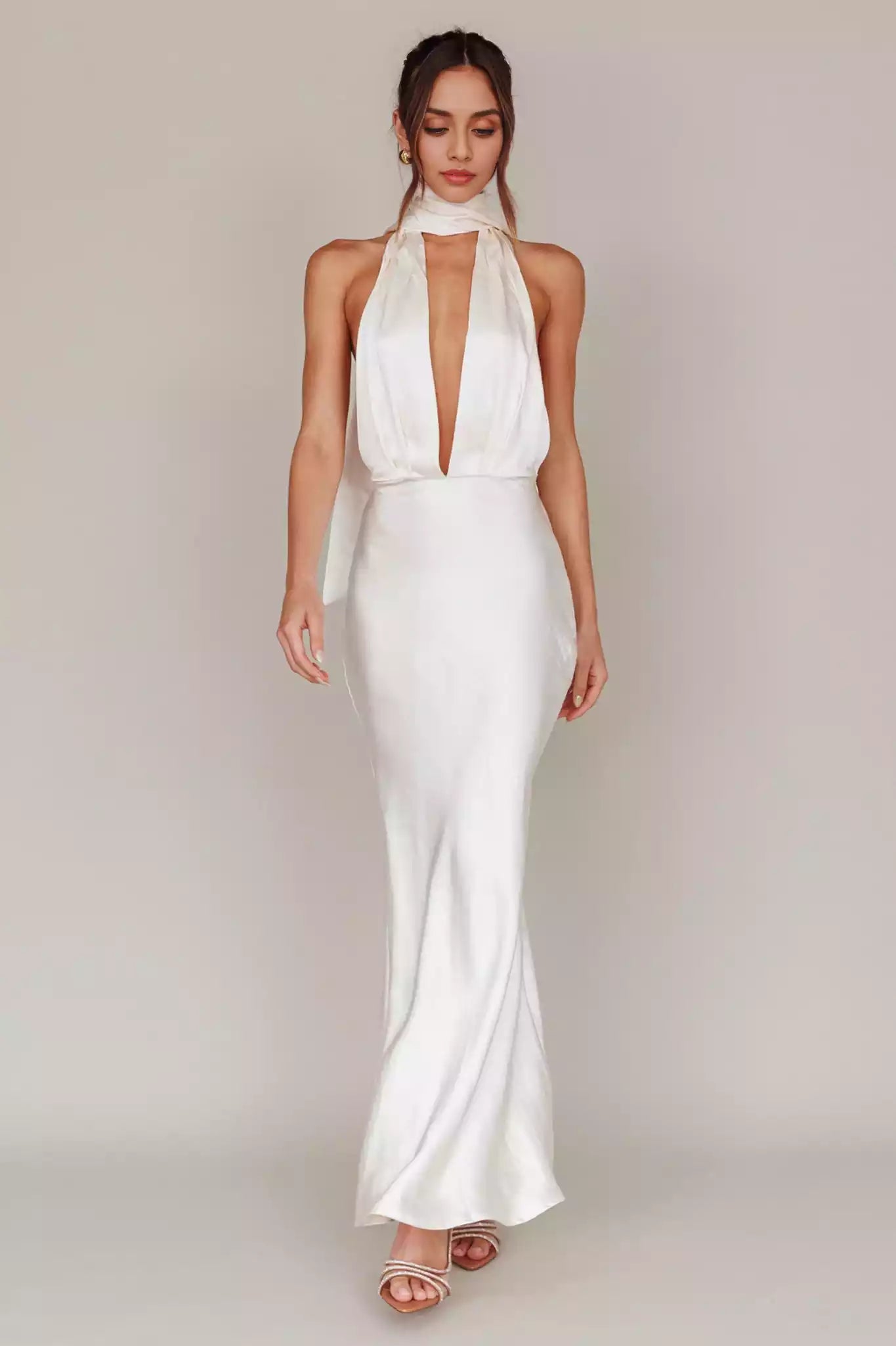 Absolutely stunning ultra long deep V-neck backless low straps with adjustable side zippers Prom Dresses