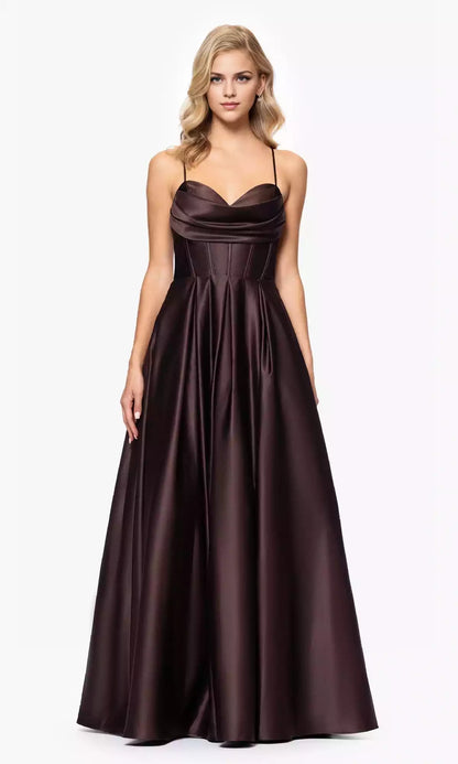 A charming long A-line sweetheart neckline with waist cinching and pleats, showcasing an elegant temperament Prom Dresses